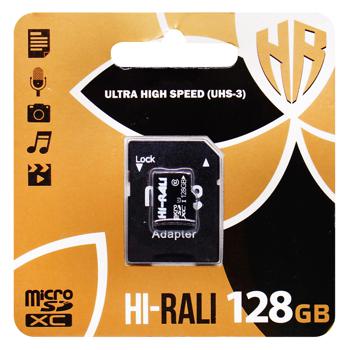 Карта памяти Hi-Rali MicroSDXC 128гб UHS-3 10 Class Adapter