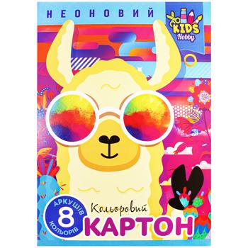 Набір кольорового картону Mandarin неоновий в папці 8 аркушів - купити, ціни на Auchan - фото 1