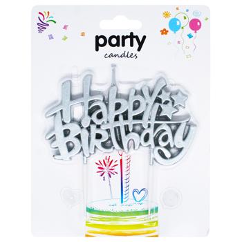 Свічка Party Candles Happy Birthday для торту золото-срібло-бронза - купити, ціни на КОСМОС - фото 1