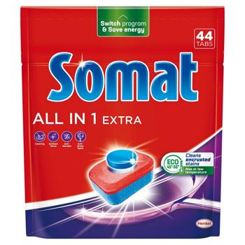 Somat Extra All in One Dishwasher Tablets 44pcs - buy, prices for Supermarket "Kharkiv" - photo 1