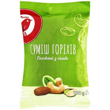 Смесь орехов Auchan жареные с солью 100г - купить, цены на Auchan - фото 1