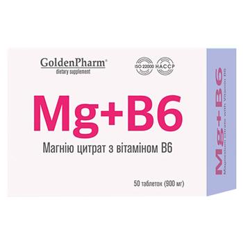 Добавка диетическая Golden Pharm Магний В6 50 таблеток - купить, цены на Таврия В - фото 1