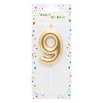 Свеча для торта Цифра 9 металлик