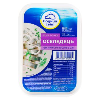 Vodniy Myr Spicy Salt in Oil Fillet-Pieces Herring 180g - buy, prices for EKO Market - photo 1