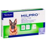 Virbac Milpro Tablets for Dogs from 5 to 25 kg for Treatment and Prevention of Helminthiasis 12.5mg/125mg 4pcs