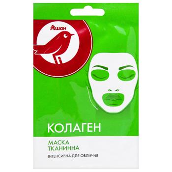Маска для лица Auchan тканевая интенсивная с коллагеном 25г