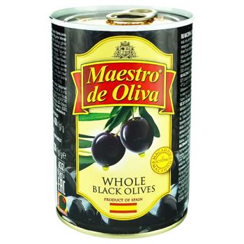 Maestro de Oliva Black Olives with Stone 432g