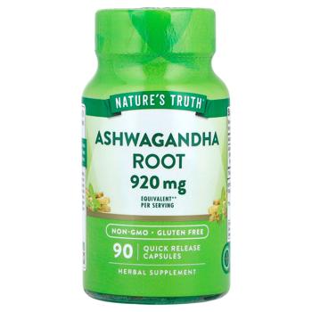 Ашваганда, Ashwagandha Root, Nature's Truth, корінь, 920 мг, 90 капсул швидкого вивільнення 460 мг  - купить, цены на Biotus - фото 1