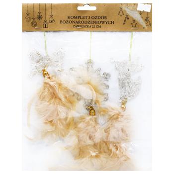 Chomik Angel Bow Snowflake Pendant Decoration 3pcs 22cm