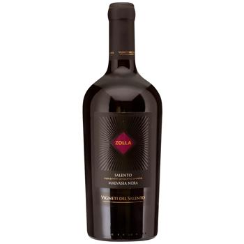 Вино Zolla Malvasia Nera красное полусухое 14,5% 0,75л