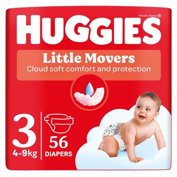 Подгузники Huggies Little Movers 3 4-9кг 56шт - купить, цены на МегаМаркет - фото 1