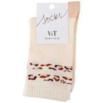 V&T Classic Sport Leo Women's Socks Size 23-25 Milky
