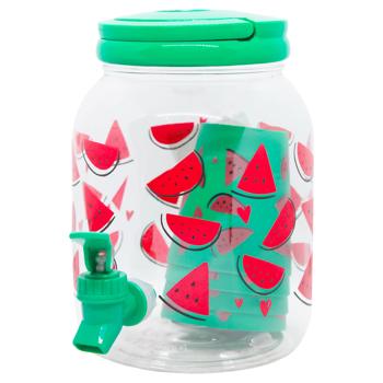 Zed Jar with Tap 2.5l + 4 Glasses Watermelon Set for Drinks - buy, prices for EKO Market - photo 1