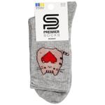 Premier Socks Cat with Heart Women's Crew Socks s.23-25 Grey Melange