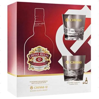 Віскі Chivas Regal 12 років 40% 0,7л + 2 келихи - купити, ціни на КОСМОС - фото 2