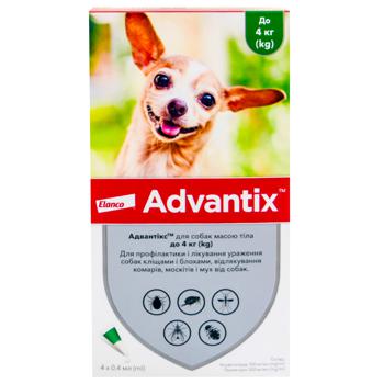 Bayer/Elanco Advantix Drops on the Withers for Dogs Up to 4kg Against External Parasites 4 pipettes - buy, prices for COSMOS - photo 2