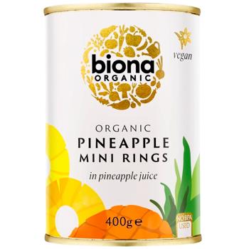 Biona Organic Mini Rings Pineapple in Pineapple Juice 400g