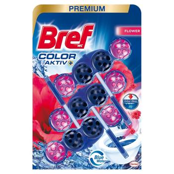 Блок для унитаза Bref Color Aktiv Цветочная свежесть 50г*3шт - купить, цены на КОСМОС - фото 1