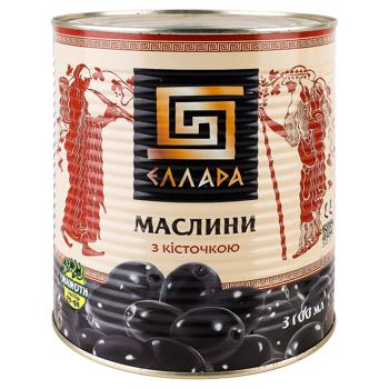 Ellada Black Olives with Pits 3100ml - buy, prices for METRO - photo 1