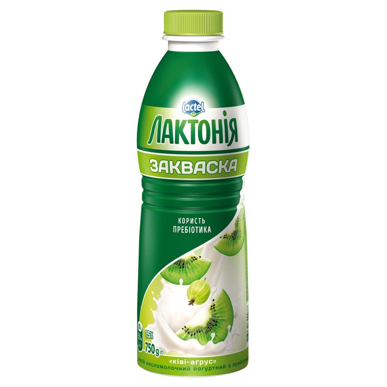 

Напиток йогуртный с лактулозой Лактонія Закваска Киви-крыжовник 1,5% 750г