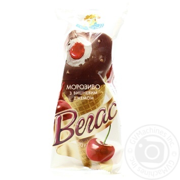 Морозиво Геркулес Вегас ванільне з вишневим джемом у вафельному ріжку 70г купити, ціни на МегаМаркет - фото 1