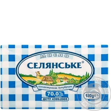 Масло Селянське бутербродне 70% 180г *20 купить, цены на МегаМаркет - фото 1