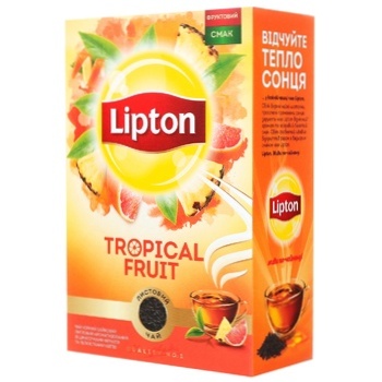 Чай чорний Lipton Tropical Fruit листовий з шматочками фруктів і пелюстками квітів 80г