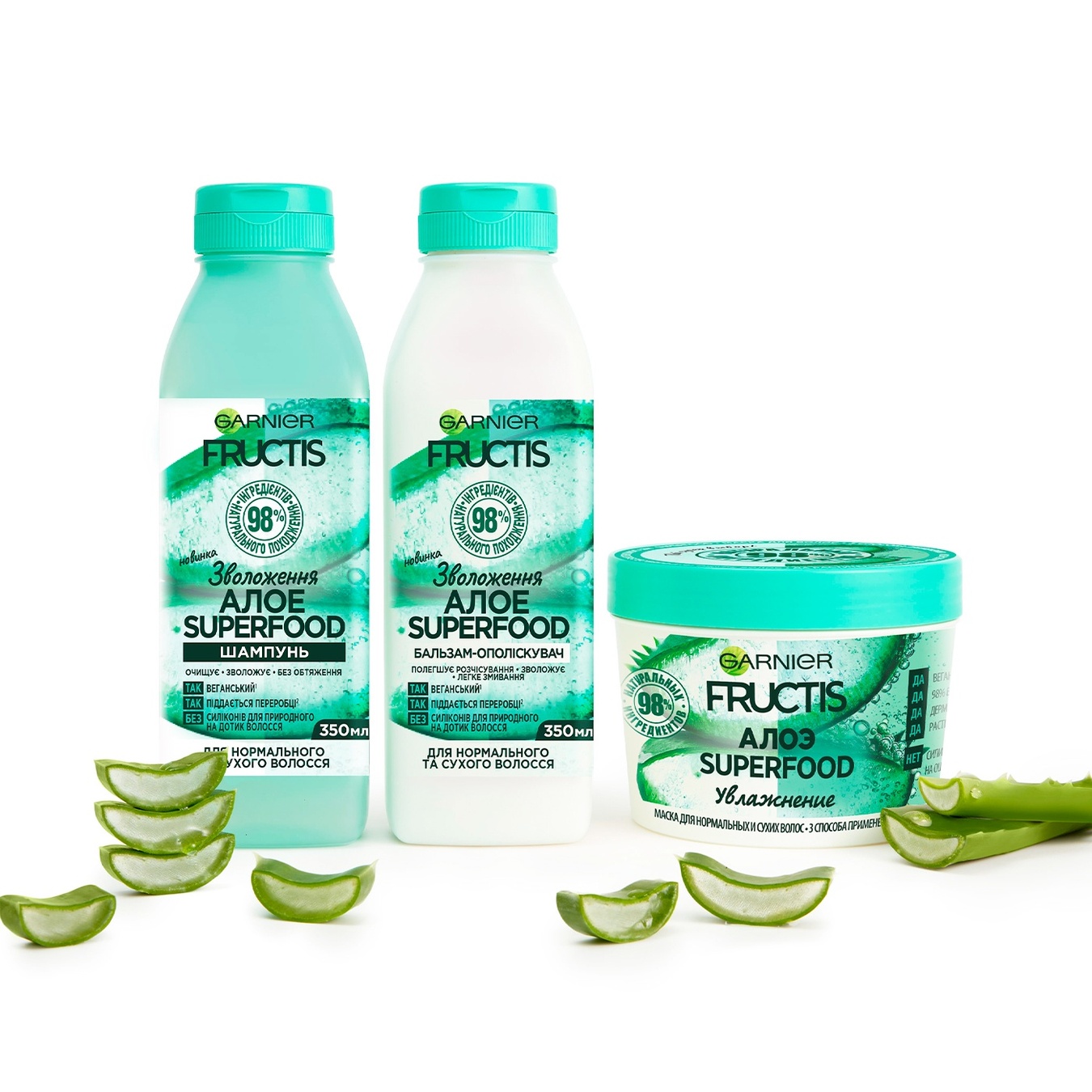 

Шампунь Garnier Fructis Алоэ Superfood Увлажнение для нормальных и сухих волос 350мл