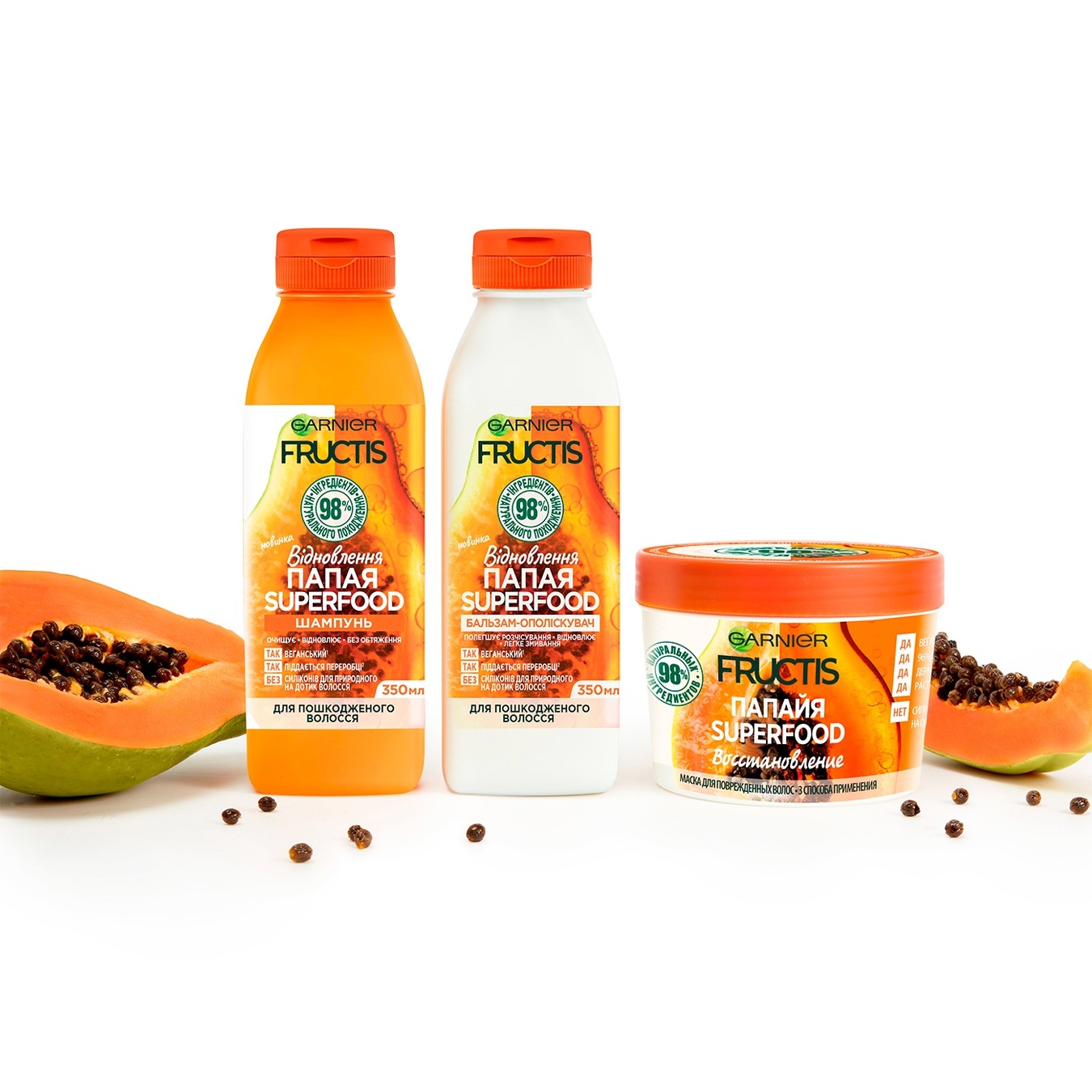 

Маска Garnier Fructis Superfood Папайя для поврежденных волос 390мл