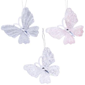 Decoris Butterfly Christmas Tree Pendant 10cm in assortment - buy, prices for METRO - photo 1