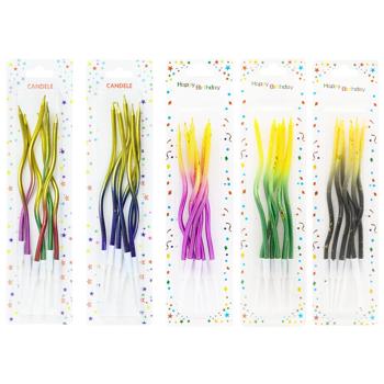 Набір свічок для торту хвилясті металік 6шт 6961-7 - купити, ціни на КОСМОС - фото 1