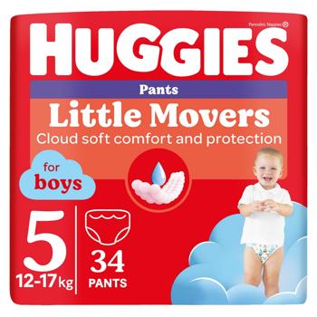 Подгузники-трусики Huggies Little Movers Pants 5 для мальчиков 12-17кг 34шт