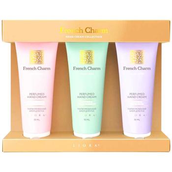 Набор косметический Liora French Charm Кремы для рук Pink Peony & Passion Fruit 70мл + Vetiver & Peach Blossom 70мл + Lychee & White Musk 70мл