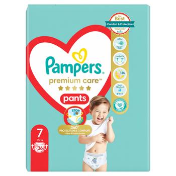 Подгузники-трусики Pampers Premium Care Pants размер 7 17+кг 36шт - купить, цены на METRO - фото 1