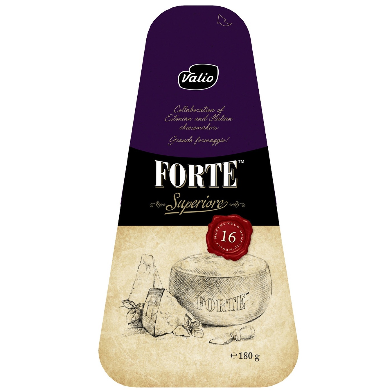 

Сыр Valio Forte Superiore твердый без лактозы и без глютена 16 месяцев вызревания 26% 180г