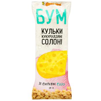 Шарики кукурузные Бумкорн соленые со вкусом сыра 16г - купить, цены на ЕКО Маркет - фото 1