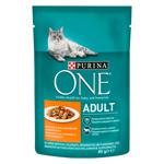 Корм влажный Purina One Adult с курицей и зеленой фасолью для кошек 85г