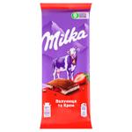 Milka Milk Chocolate with Cream and Strawberry Fillings 90g