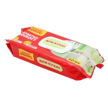 Салфетки влажные Файный Бонус для уборки кухни 60шт - купить, цены на ULTRAMARKET - фото 2