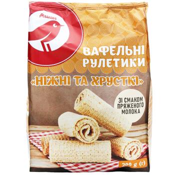 Auchan Wafer Rolls with Baked Milk Flavor 200g - buy, prices for COSMOS - photo 2