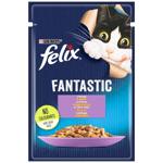 Корм влажный Felix Fantastic с ягненком для взрослых кошек 85г