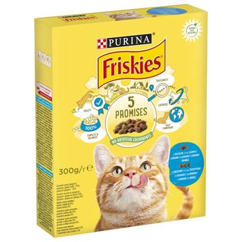 Корм сухой Friskies с лососем и овощами для взрослых кошек 300г