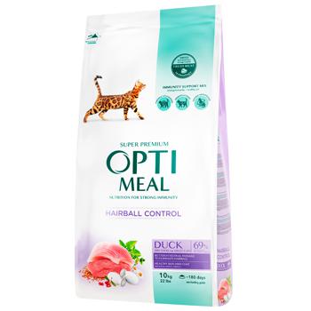 Optimeal Dry Food with Duck for Hairball Control in Cats 10kg - buy, prices for MasterZoo - photo 1