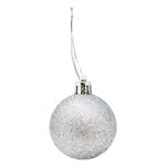 Plastic Glitter Silver Christmas Ball 5cm