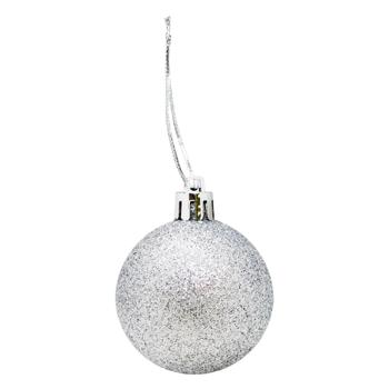 Plastic Glitter Silver Christmas Ball 5cm - buy, prices for - photo 1