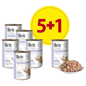 Brit Grain Free Veterinary Diets Gastrointestinal набір вологого корму для собак 5+1 шт х 400 г - лосось та горох - купить, цены на MasterZoo - фото 1