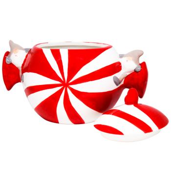 Банка для солодощів керамічна Candy 1200мл колір червоний з білим 834-434 BONADI 1 шт - купить, цены на WINETIME - фото 2