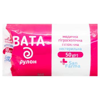 Вата San Farma медицинская нестерильная 50г - купить, цены на ЕКО Маркет - фото 1