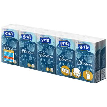 Платки бумажные Grite Blossom трехслойные 10x10шт - купить, цены на Auchan - фото 1