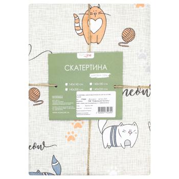 Скатерть Home Line Кот на кухне бежевая 120x150см